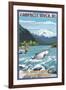 Campbell River, British Columbia, Canada - Angler Fisherman Scene-Lantern Press-Framed Art Print