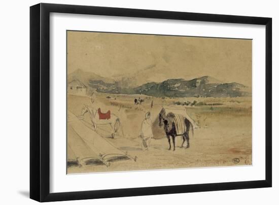 Campement au Maroc entre Tanger et Meknès-Eugene Delacroix-Framed Giclee Print