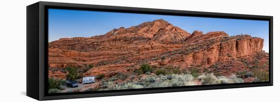 Camper at Red Cliff Campground, Red Cliffs Recreation Area, St. George, Utah, USA-null-Framed Stretched Canvas