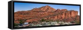 Camper at Red Cliff Campground, Red Cliffs Recreation Area, St. George, Utah, USA-null-Framed Stretched Canvas