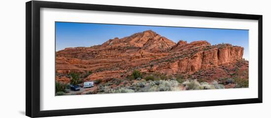 Camper at Red Cliff Campground, Red Cliffs Recreation Area, St. George, Utah, USA-null-Framed Photographic Print