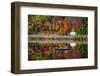 Camper Driving Though Fall Forest with Colorful Autumn Leaves Reflecting in Lake. Highway 60 at Lak-elenathewise-Framed Photographic Print