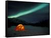 Camper's Tent Under Curtains of Green Northern Lights, Brooks Range, Alaska, USA-Hugh Rose-Framed Stretched Canvas