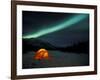 Camper's Tent Under Curtains of Green Northern Lights, Brooks Range, Alaska, USA-Hugh Rose-Framed Photographic Print