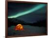 Camper's Tent Under Curtains of Green Northern Lights, Brooks Range, Alaska, USA-Hugh Rose-Framed Photographic Print