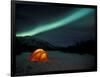 Camper's Tent Under Curtains of Green Northern Lights, Brooks Range, Alaska, USA-Hugh Rose-Framed Photographic Print