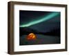 Camper's Tent Under Curtains of Green Northern Lights, Brooks Range, Alaska, USA-Hugh Rose-Framed Photographic Print