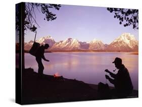 Campers at Jackson Lake in Grand Teton National Park-Ralph Crane-Stretched Canvas