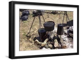 Campfire Cooking at a Confederate Encampment Living History Demonstration, Shiloh, Tennessee-null-Framed Giclee Print