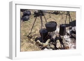 Campfire Cooking at a Confederate Encampment Living History Demonstration, Shiloh, Tennessee-null-Framed Giclee Print