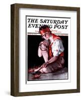 "Campfire Girl," Saturday Evening Post Cover, July 26, 1924-Pearl L. Hill-Framed Giclee Print