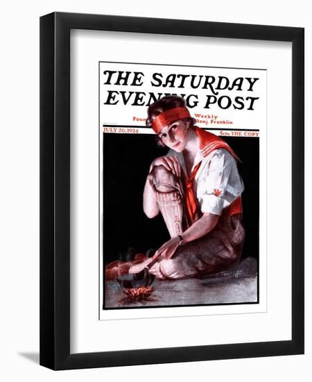 "Campfire Girl," Saturday Evening Post Cover, July 26, 1924-Pearl L. Hill-Framed Giclee Print