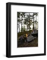 Campfire, shore, Lelång, Dalsland, Sweden-Andrea Lang-Framed Photographic Print