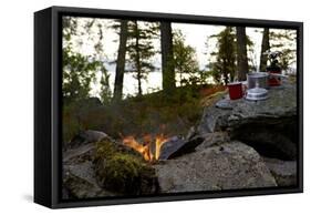 Campfire, shore, Lelång, Dalsland, Sweden-Andrea Lang-Framed Stretched Canvas