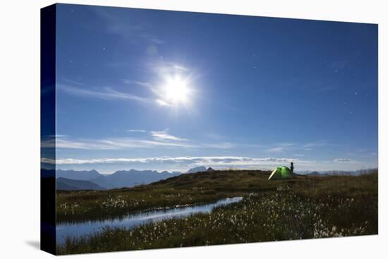 Camping at Full Moon in the Mountains, Night Heaven-Jurgen Ulmer-Stretched Canvas