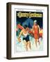 "Camping Couple Goes Swimming," Country Gentleman Cover, August 1, 1928-William Meade Prince-Framed Giclee Print