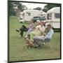 Camping Couples and Corgi-null-Mounted Photographic Print