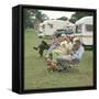 Camping Couples and Corgi-null-Framed Stretched Canvas