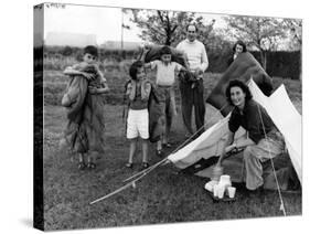 Camping Family 1950S-null-Stretched Canvas