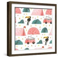 Camping Illustration-Helter skelter-Framed Art Print