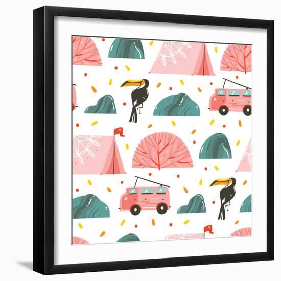 Camping Illustration-Helter skelter-Framed Art Print