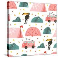 Camping Illustration-Helter skelter-Stretched Canvas