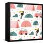 Camping Illustration-Helter skelter-Framed Stretched Canvas