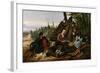 Camping in the Woods, 'Laying Off', Engraved by and Published by Currier and Ives, New York, 1863-Arthur Fitzwilliam Tait-Framed Giclee Print