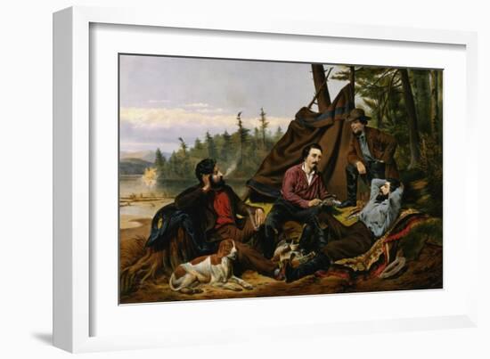 Camping in the Woods, 'Laying Off', Engraved by and Published by Currier and Ives, New York, 1863-Arthur Fitzwilliam Tait-Framed Giclee Print