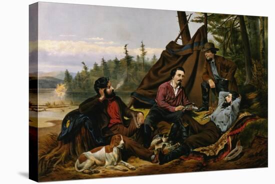 Camping in the Woods, 'Laying Off', Engraved by and Published by Currier and Ives, New York, 1863-Arthur Fitzwilliam Tait-Stretched Canvas