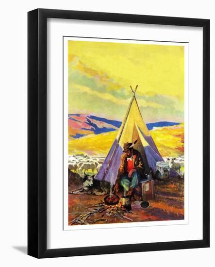 "Camping Near Sheep,"October 1, 1940-null-Framed Giclee Print