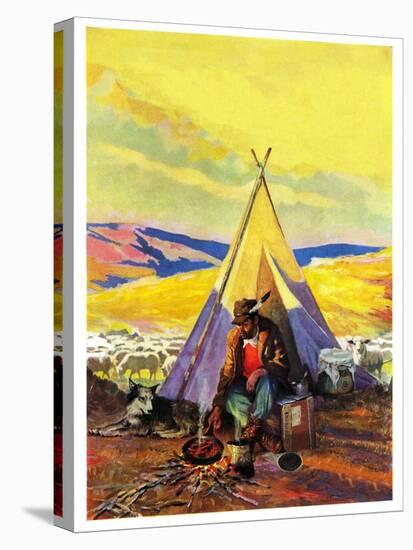 "Camping Near Sheep,"October 1, 1940-null-Stretched Canvas