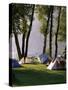 Camping on Wallensee, Churfirsten Range Near Wallenstadt, Switzerland-Walter Rawlings-Stretched Canvas