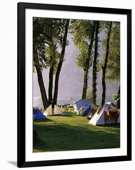 Camping on Wallensee, Churfirsten Range Near Wallenstadt, Switzerland-Walter Rawlings-Framed Photographic Print