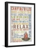 Camping Rules - Barnwood Painting-Lantern Press-Framed Art Print