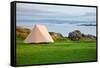 Camping Tent on a Shore in a Morning Light-naumoid-Framed Stretched Canvas