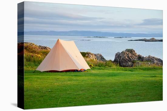 Camping Tent on a Shore in a Morning Light-naumoid-Stretched Canvas