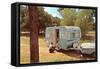 Camping Trailer in Woods-null-Framed Stretched Canvas