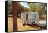 Camping Trailer in Woods-null-Framed Stretched Canvas