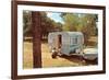 Camping Trailer in Woods-null-Framed Art Print