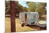 Camping Trailer in Woods-null-Mounted Art Print