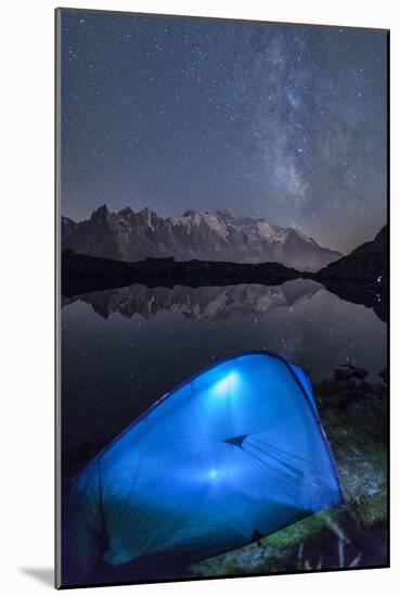 Camping with a Tent under the Milky Way at Lac Des Cheserys-Roberto Moiola-Mounted Photographic Print