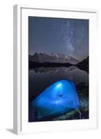 Camping with a Tent under the Milky Way at Lac Des Cheserys-Roberto Moiola-Framed Photographic Print