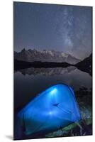 Camping with a Tent under the Milky Way at Lac Des Cheserys-Roberto Moiola-Mounted Photographic Print