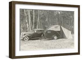 Camping with Tear-Drop Trailer Tent-null-Framed Art Print