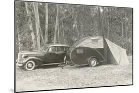 Camping with Tear-Drop Trailer Tent-null-Mounted Art Print