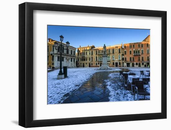 Campo Santo Stefano at sunrise after overnight snow, San Marco, Venice, UNESCO World Heritage Site,-Eleanor Scriven-Framed Photographic Print