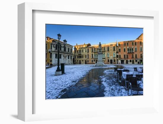 Campo Santo Stefano at sunrise after overnight snow, San Marco, Venice, UNESCO World Heritage Site,-Eleanor Scriven-Framed Photographic Print