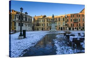 Campo Santo Stefano at sunrise after overnight snow, San Marco, Venice, UNESCO World Heritage Site,-Eleanor Scriven-Stretched Canvas