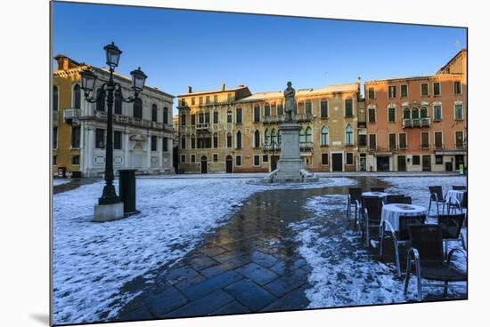 Campo Santo Stefano at sunrise after overnight snow, San Marco, Venice, UNESCO World Heritage Site,-Eleanor Scriven-Mounted Photographic Print